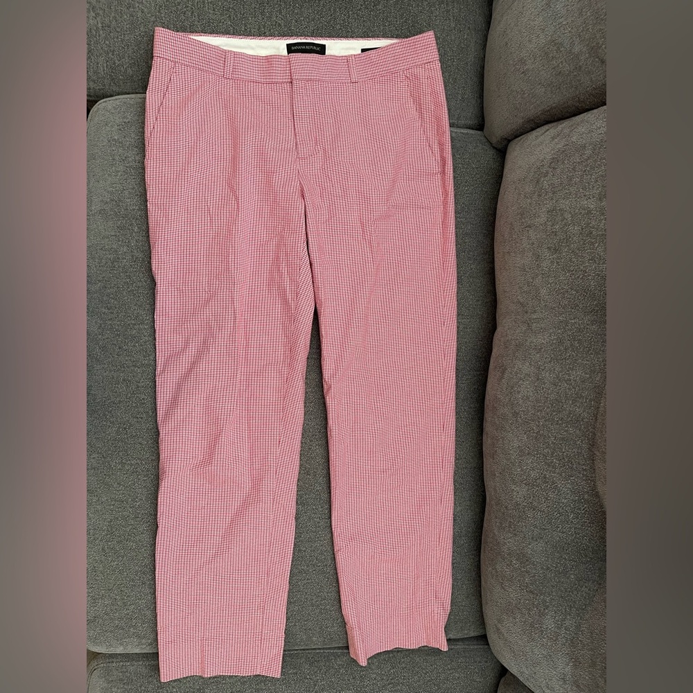 Banana Republic Men's Pink Checkered Chinos